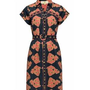 NEW ANNA CATE women's iva midi dress in navy/coral